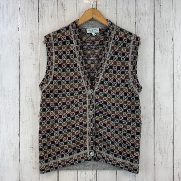 Amazonias Breckenridge Hand Knitted V-Neck Sweater Vest Cardigan Size Small - Picture 2 of 11